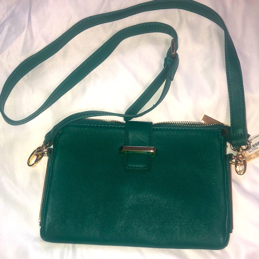 Forever 21 dark green crossbody with gold hardware